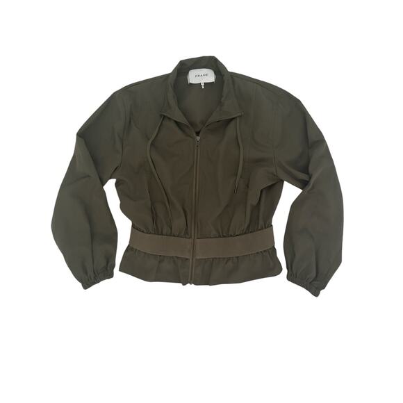 Frame Pintuck Bomber Women’s Small Army Green Zip Up - Picture 13 of 13